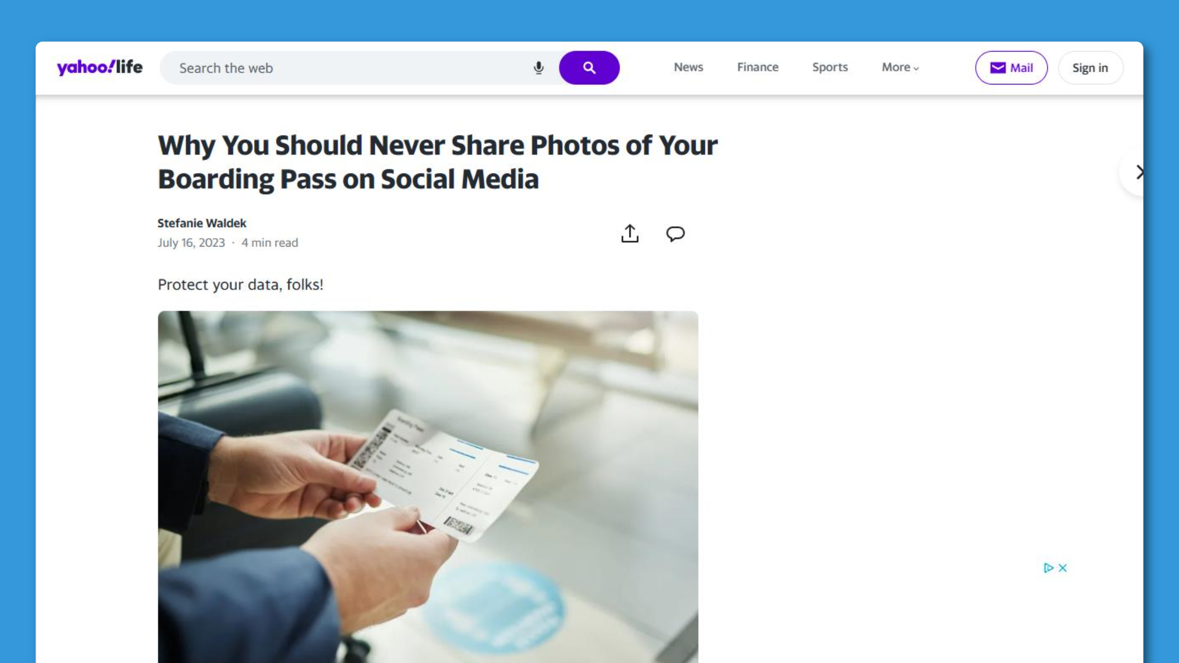 Screenshot of Yahoo! Life Article