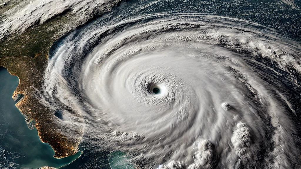 A hurricane approaching Florida.